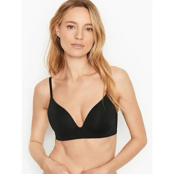 Victoria's Secret T-Shirt Lightly Lined Wireless Bra Black Refer To Measurements - Picture 1 of 8